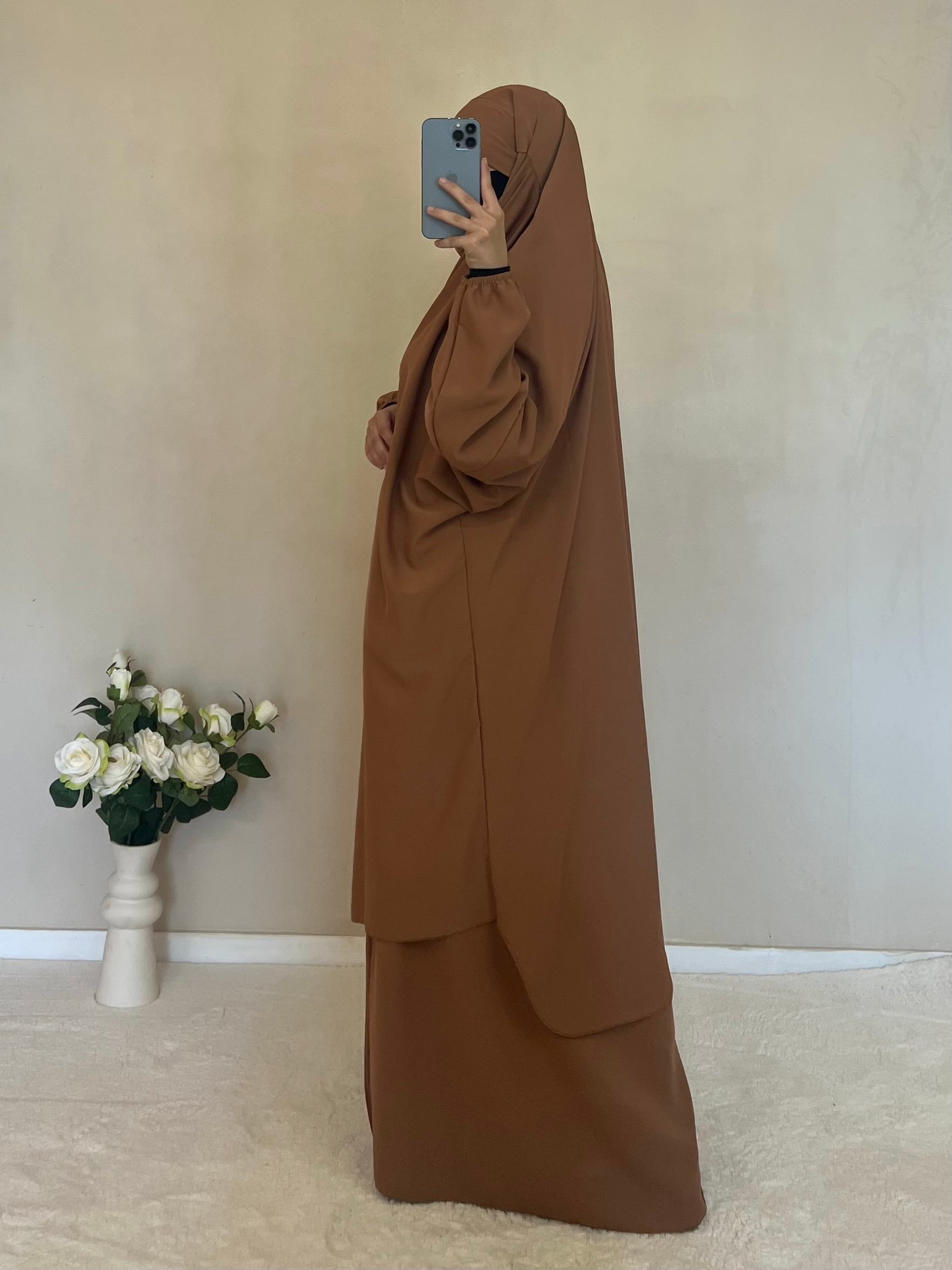 Jilbab Soie De Medine Camel