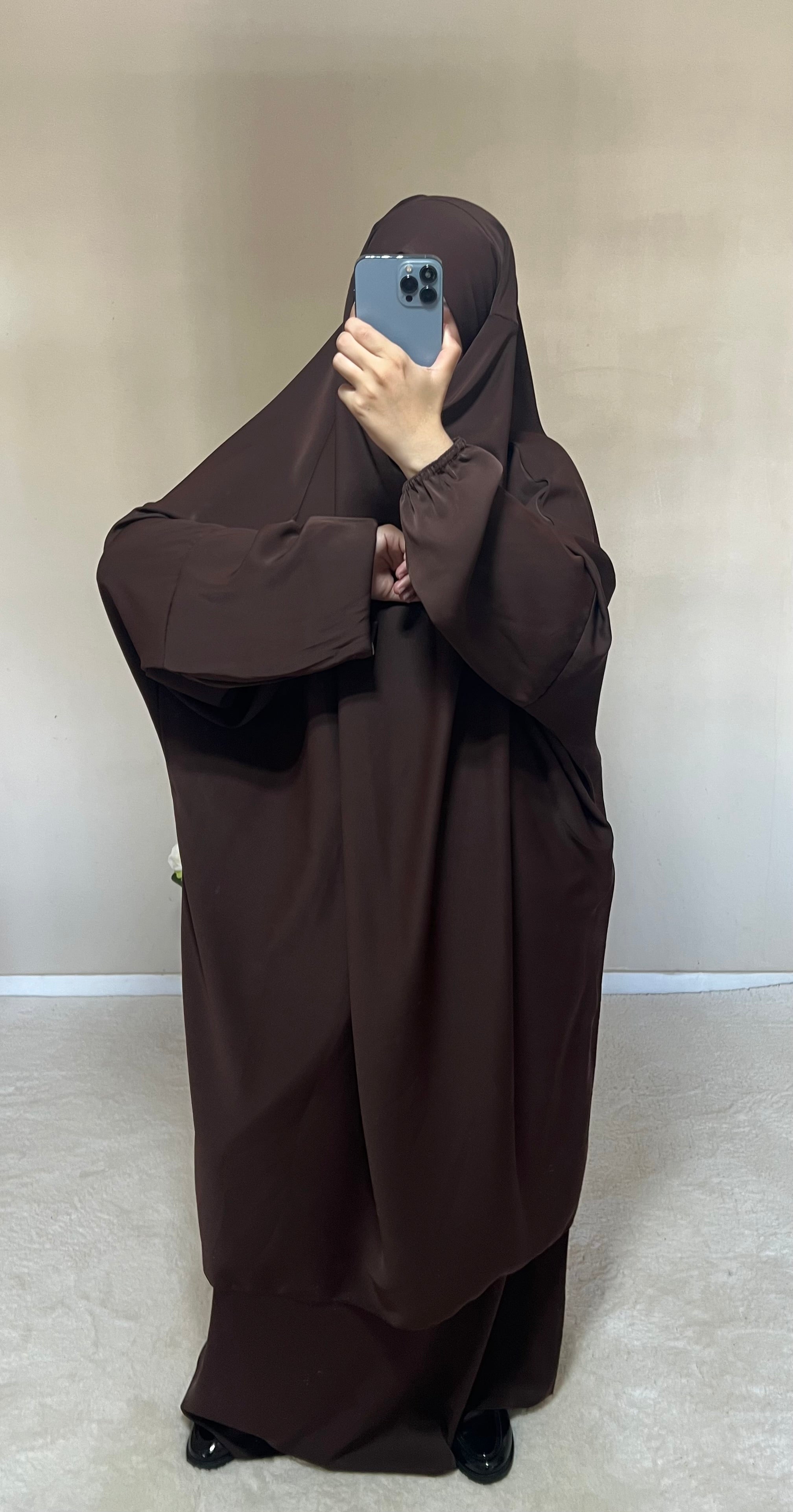 Jilbab Soie De Medine Marron