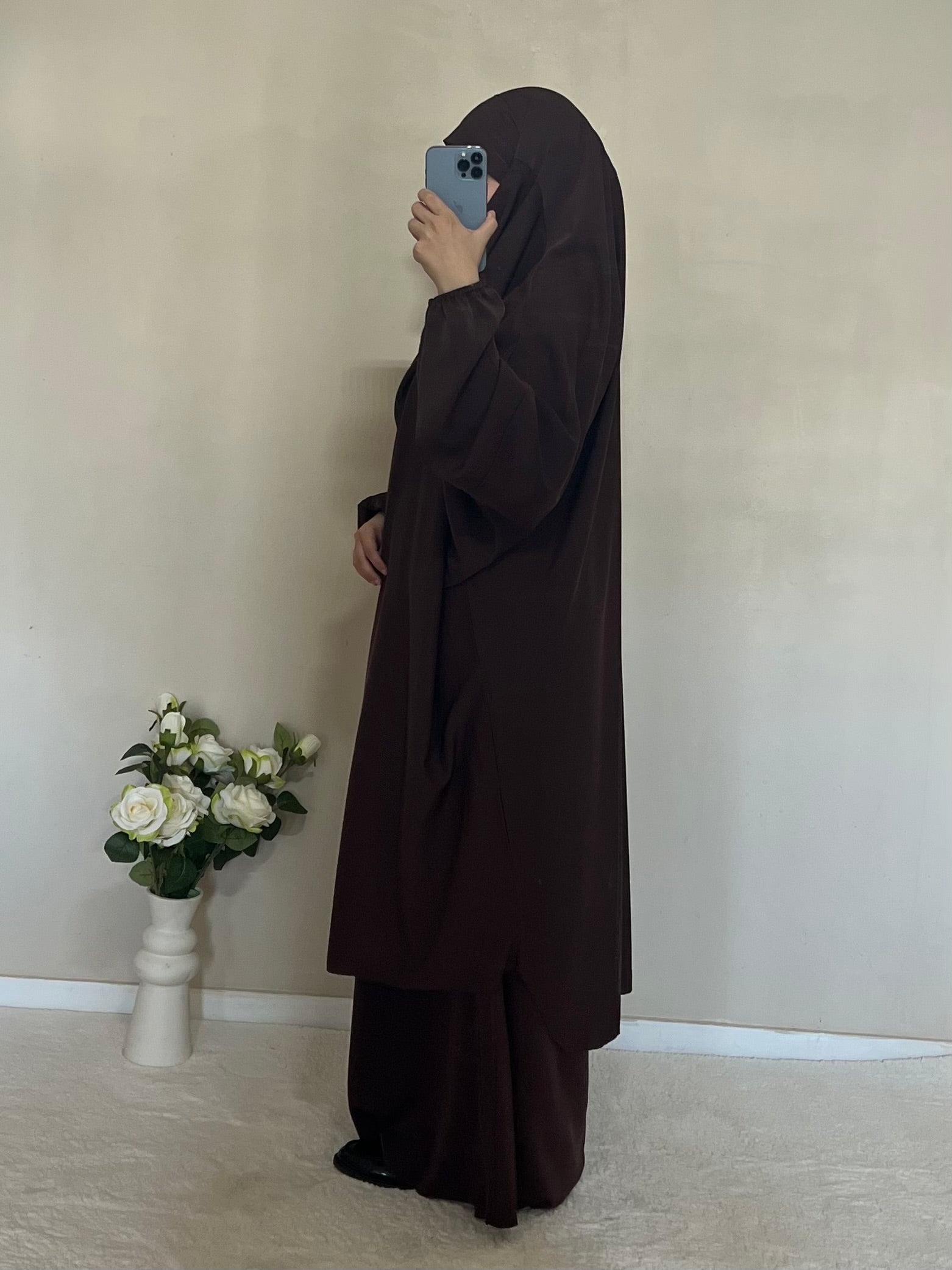 Jilbab Soie De Medine Marron