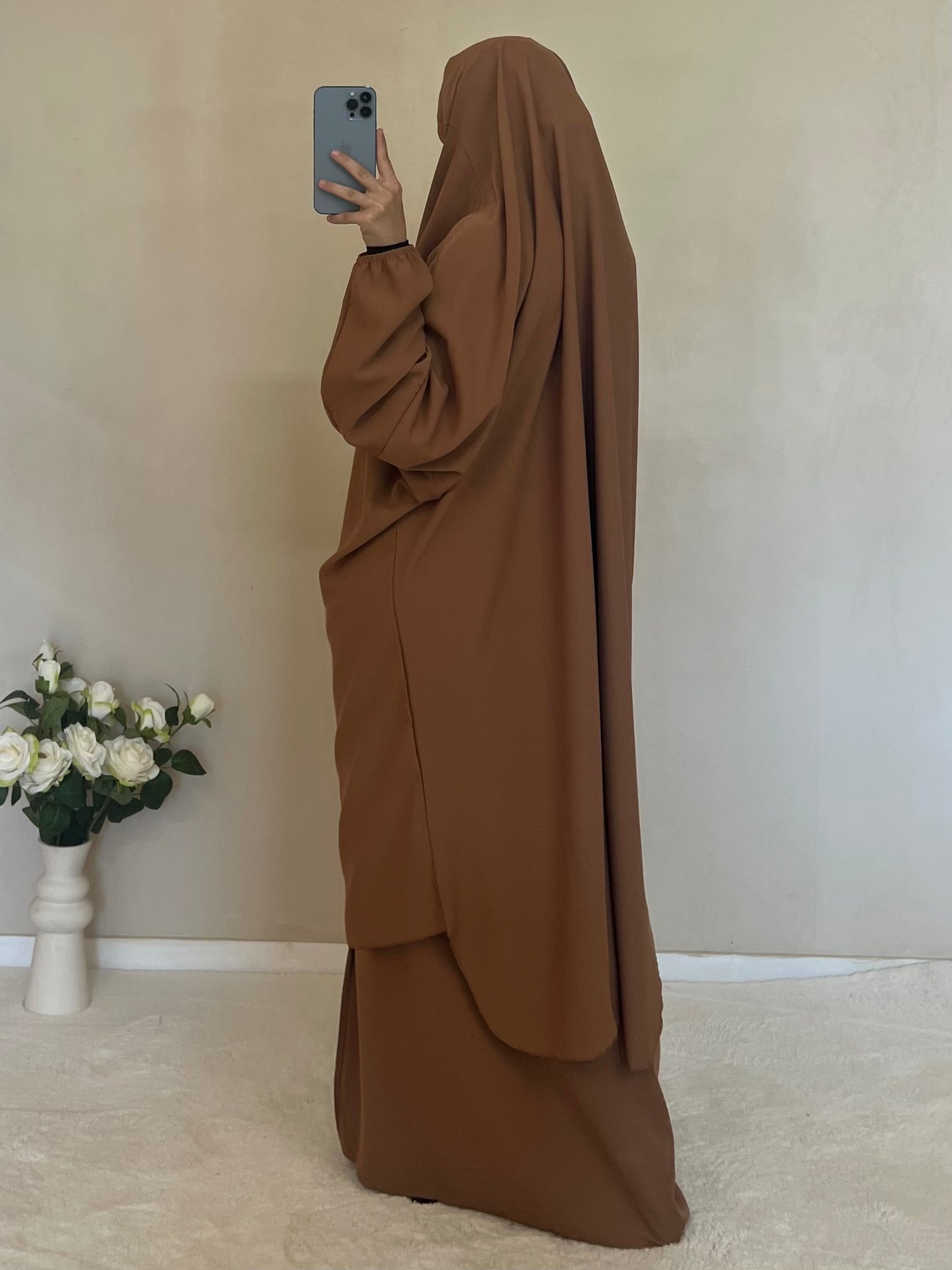 Jilbab Soie De Medine Camel