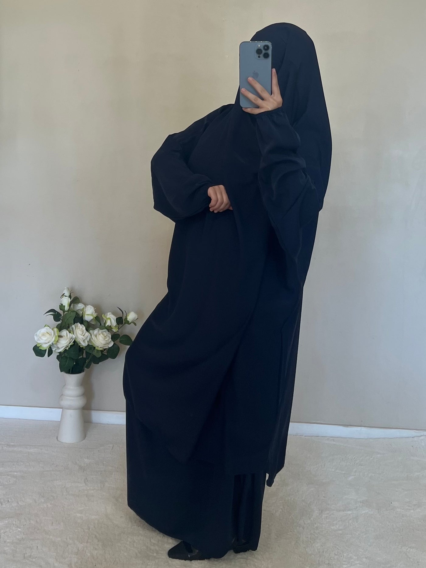 Jilbab Soie De Medine Bleu