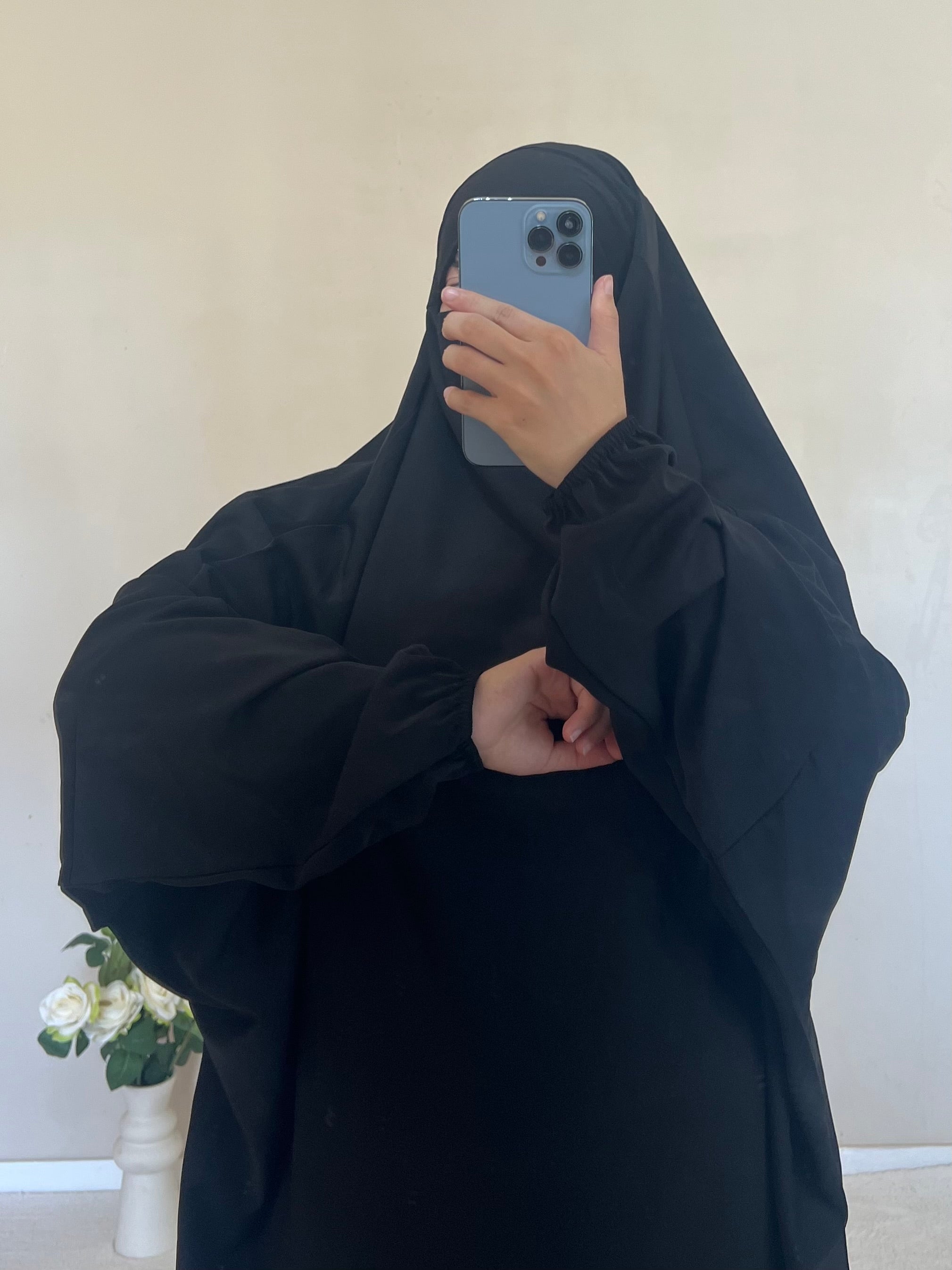Jilbab Soie De Medine Noir
