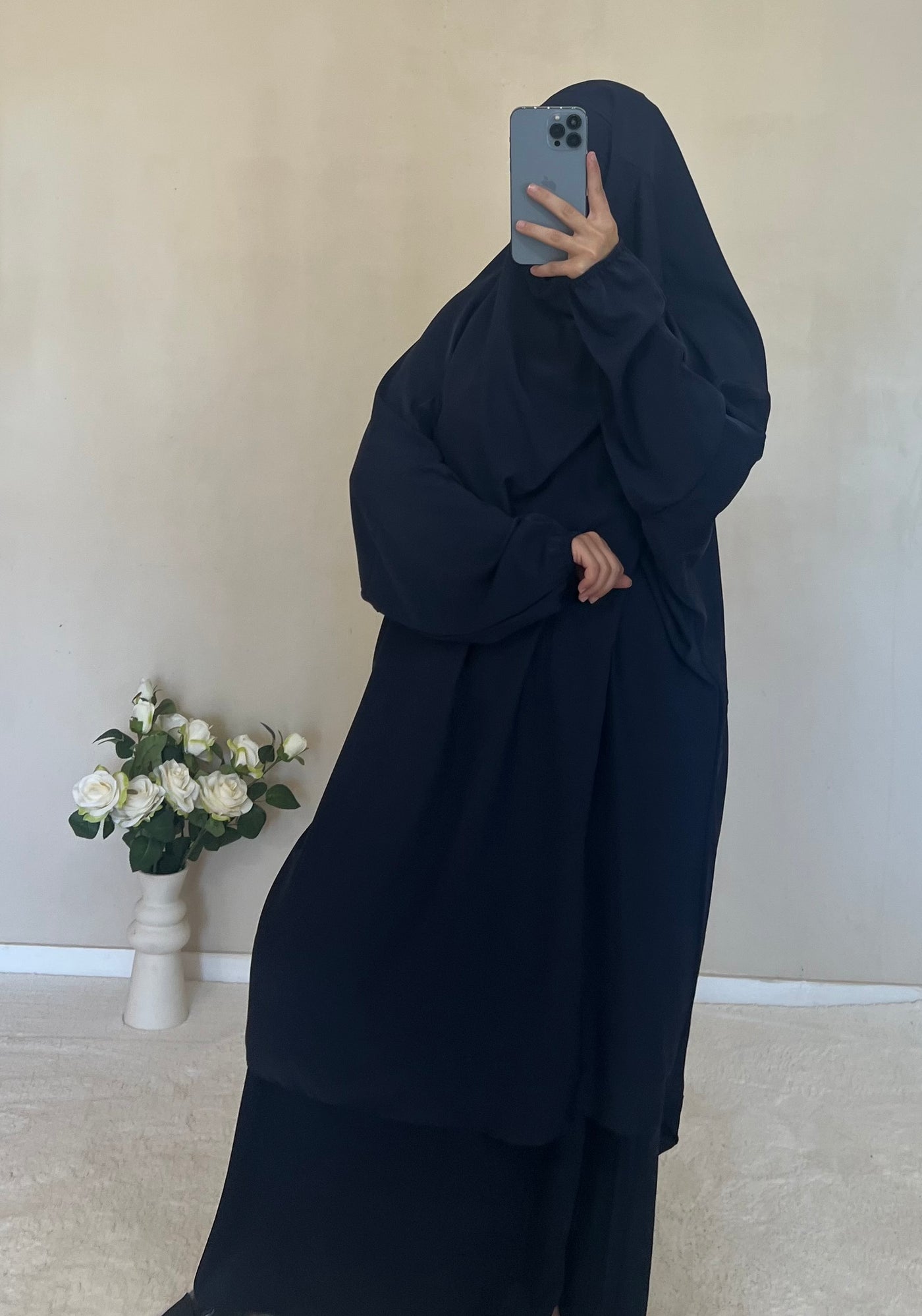 Jilbab Soie De Medine Bleu