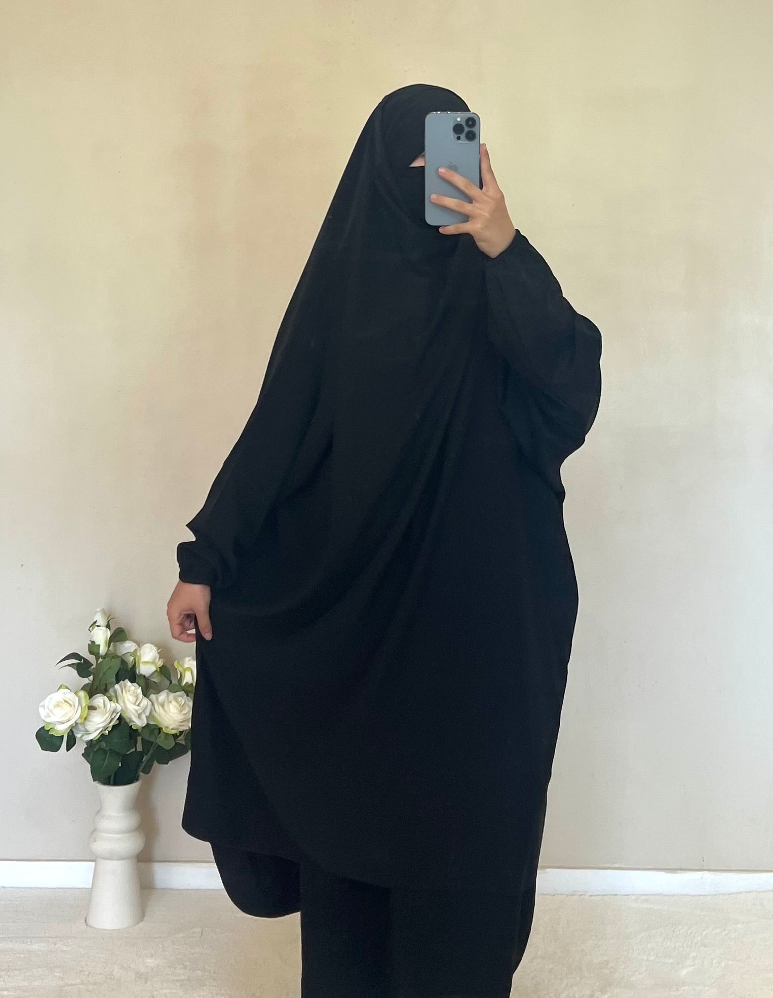 Jilbab Soie De Medine Noir