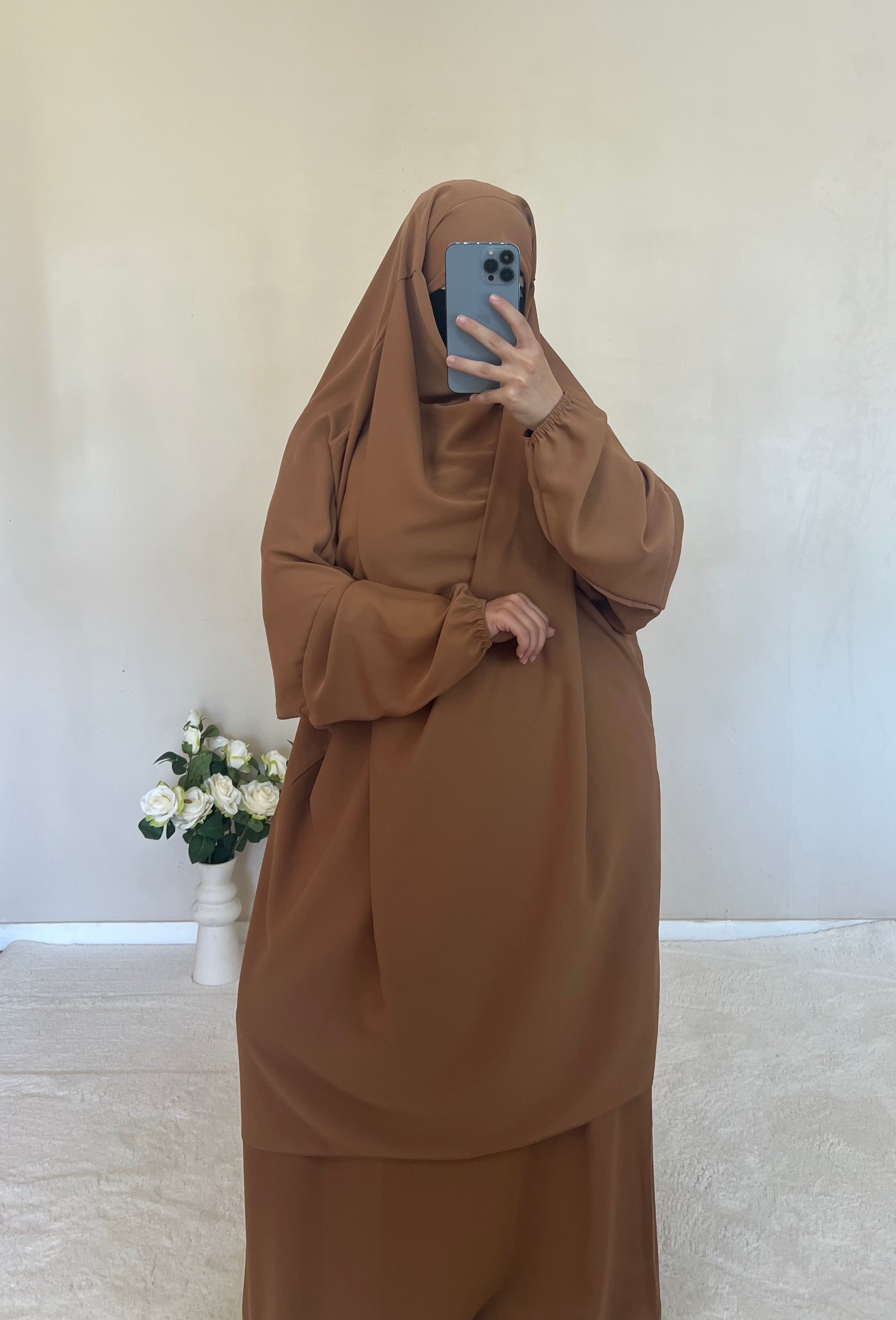 Jilbab Soie De Medine Camel