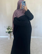Abaya côtelé à poches Black