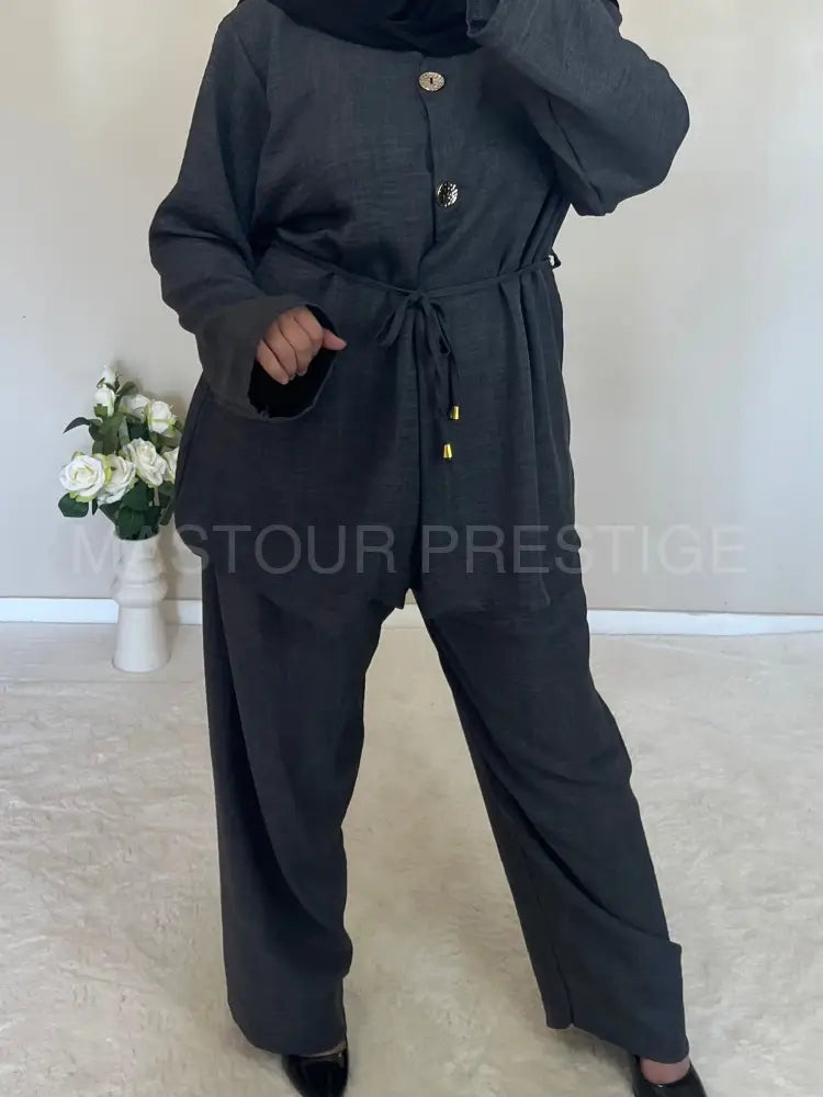 Ensemble 2 boutons gris One size