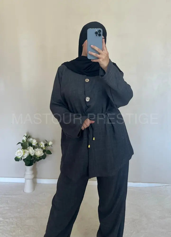 Ensemble 2 boutons gris One size