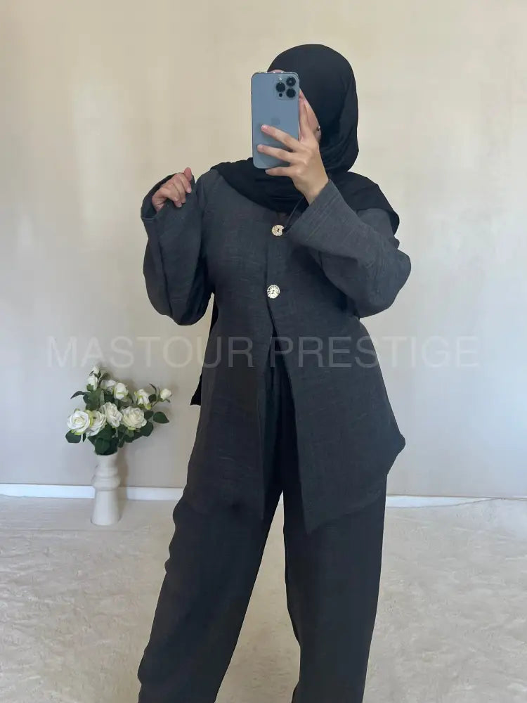 Ensemble 2 boutons gris One size