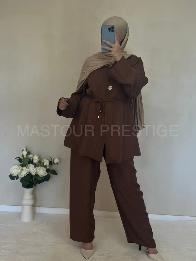 Ensemble 2 boutons marron One size