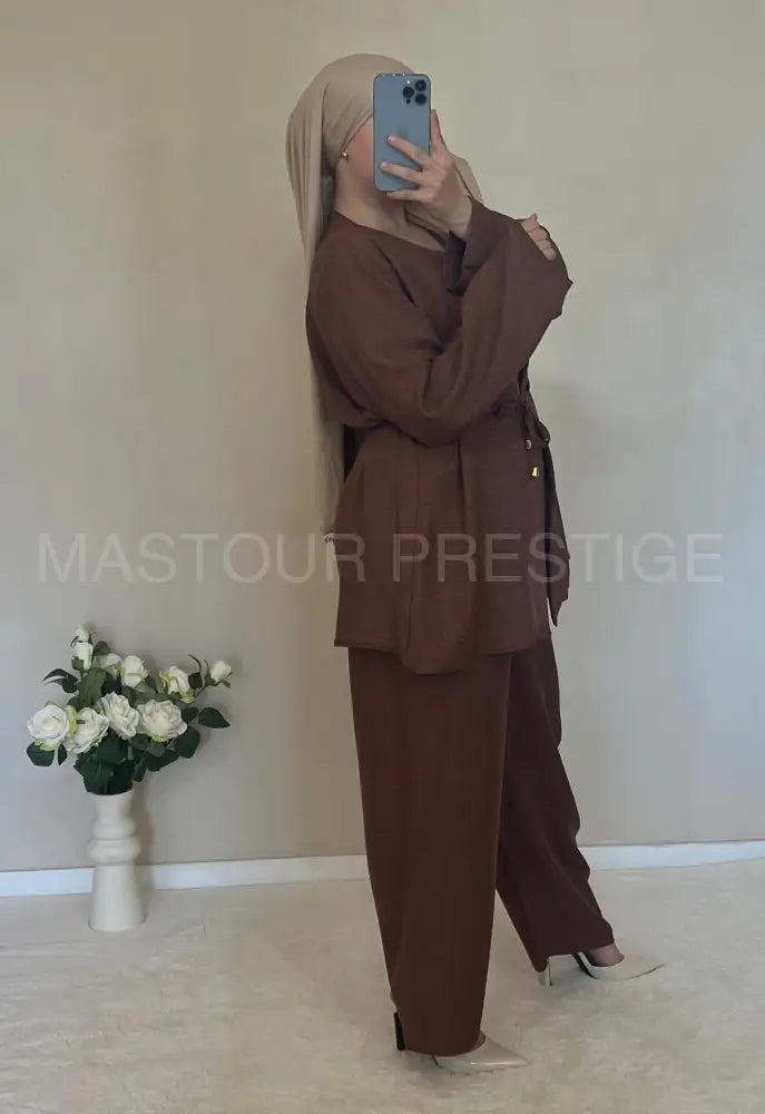 Ensemble 2 boutons marron One size