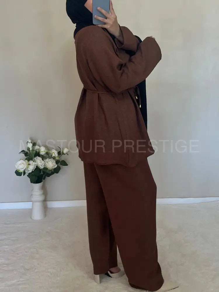 Ensemble 2 boutons marron One size