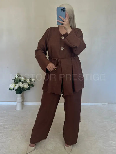 Ensemble 2 boutons marron One size