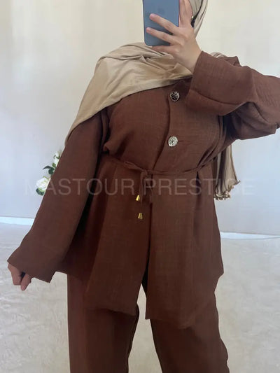 Ensemble 2 boutons marron One size