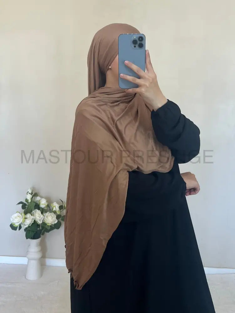 Hijab Jersey bouclé camel