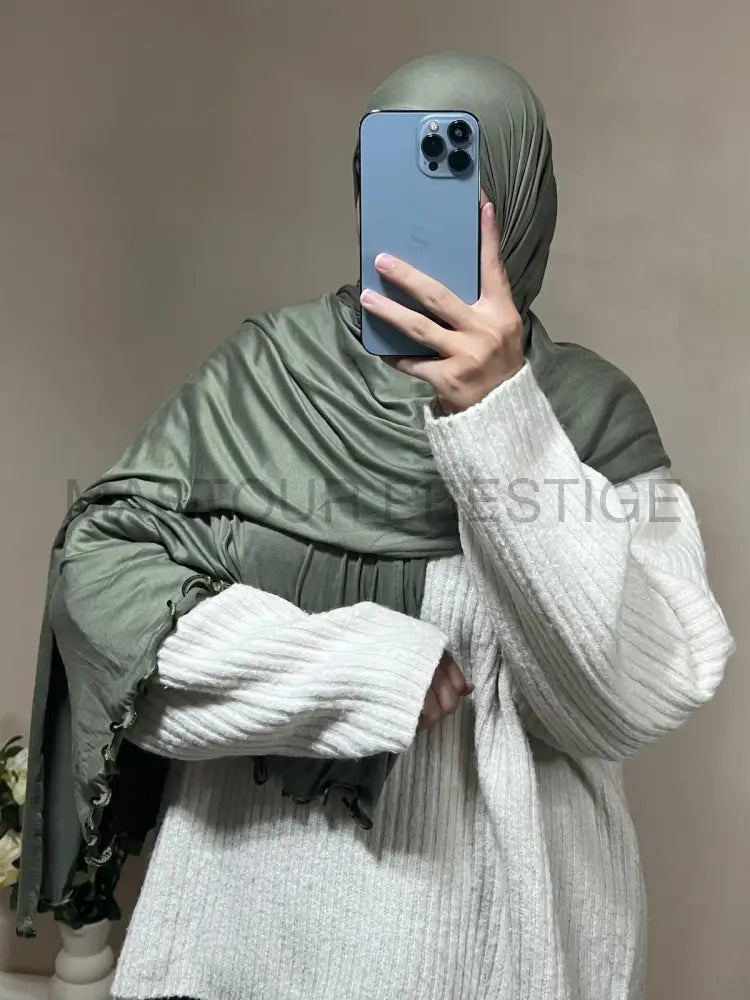 Hijab jersey bouclé olive
