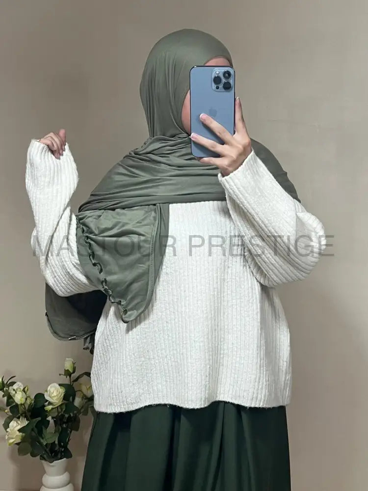 Hijab jersey bouclé olive