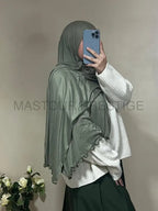 Hijab jersey bouclé olive