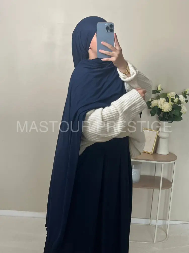 Hijab jersey bouclé XL Navy
