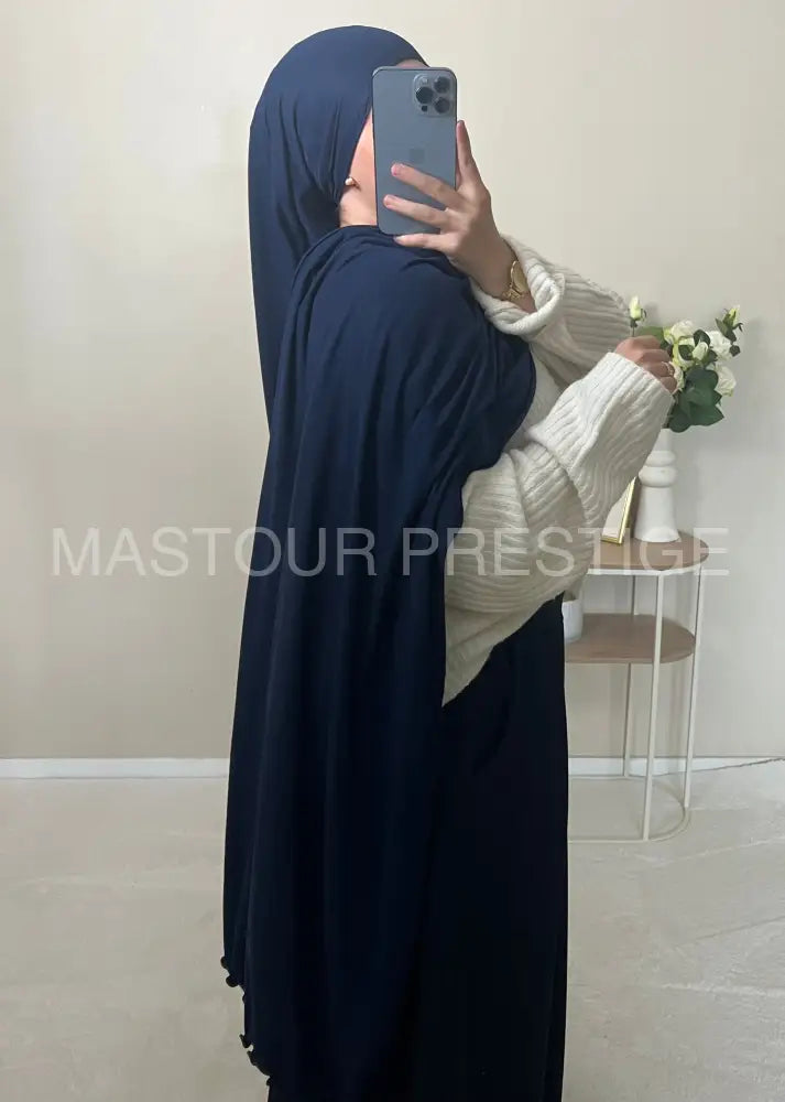 Hijab jersey bouclé XL Navy