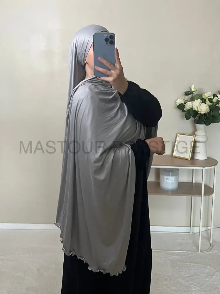 Jersey bouclé xxl Gris