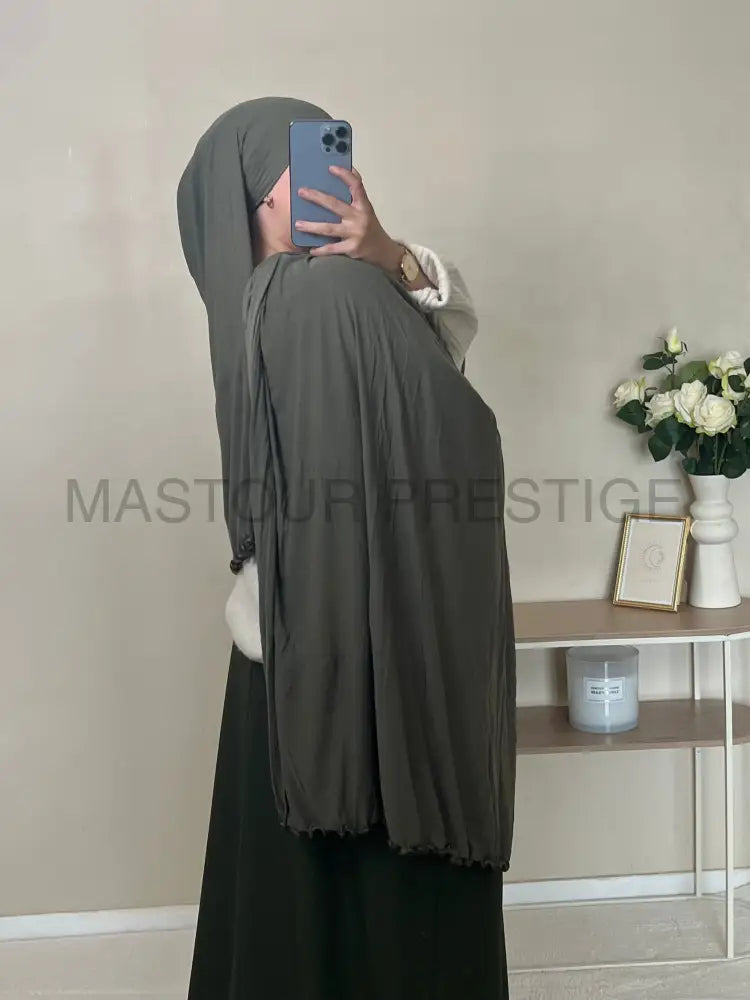 Jersey bouclé xxl kaki